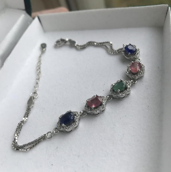 Ruby, Sapphire, and Emerald Bracelet - Picture 1 of 3